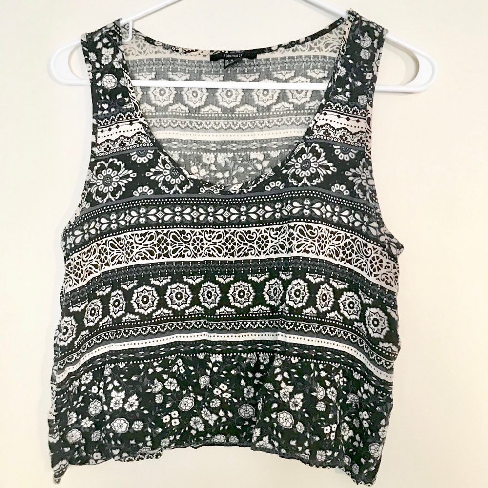 Patterned Black & White Tank